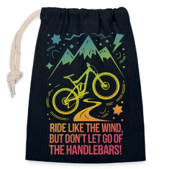 Citation sur la liberté en VTT - Sac cadeau en coton avec cordon (14 x 20 cm) - bleu marine - Devant