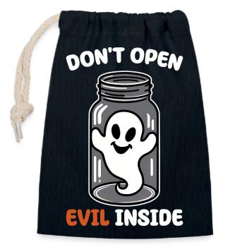 Don't open it – evil in it! Funny ghost design - Closable cotton gift bag (14x20cm) - navy - Front