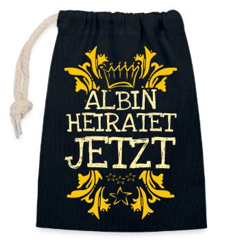 Bachelor Albin - Verschließbarer Geschenkbeutel aus Baumwolle (14x20cm) - Navy - Vorne
