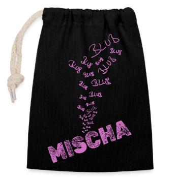 Geschenk für Mischa - Verschließbarer Geschenkbeutel aus Baumwolle (14x20cm) - Schwarz - Vorne