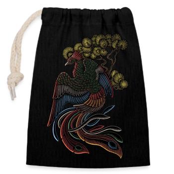 Hōō (鳳凰 phoenix, phoenix or phoenix) | Yōkai series - Closable cotton gift bag (14x20cm) - black - Front