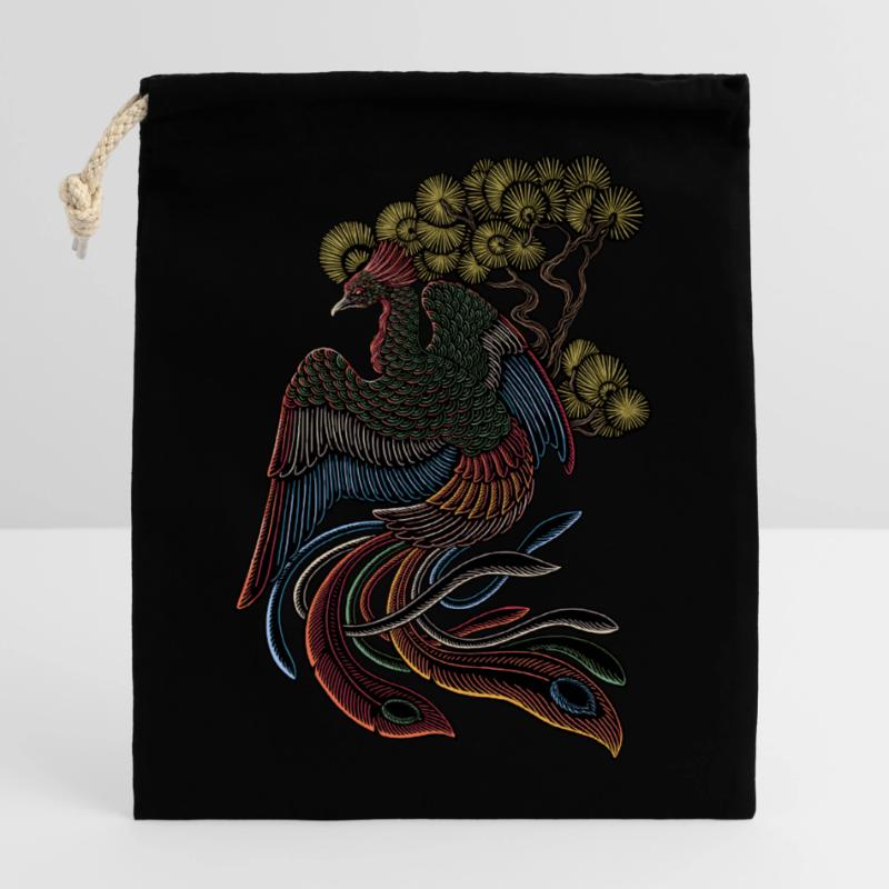 Hōō (鳳凰 Phönix, Phönix oder Phönix) | Yōkai-Serie Verschließbarer Geschenkbeutel aus Baumwolle (14x20cm)