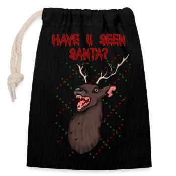 Cerf Mal Sombre Noël Dicton - Sac cadeau en coton avec cordon (14 x 20 cm) - noir - Devant