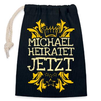 Bachelor Michael - Verschließbarer Geschenkbeutel aus Baumwolle (14x20cm) - Navy - Vorne