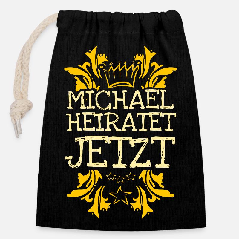 Bachelor Michael - Closable cotton gift bag (14x20cm) - black