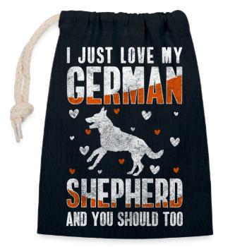 Berger allemand Chien de compagnie École de chiens de compagnie - Sac cadeau en coton avec cordon (14 x 20 cm) - bleu marine - Devant