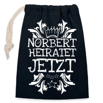 Norbert en tant que célibataire - Sac cadeau en coton avec cordon (14 x 20 cm) - bleu marine - Devant