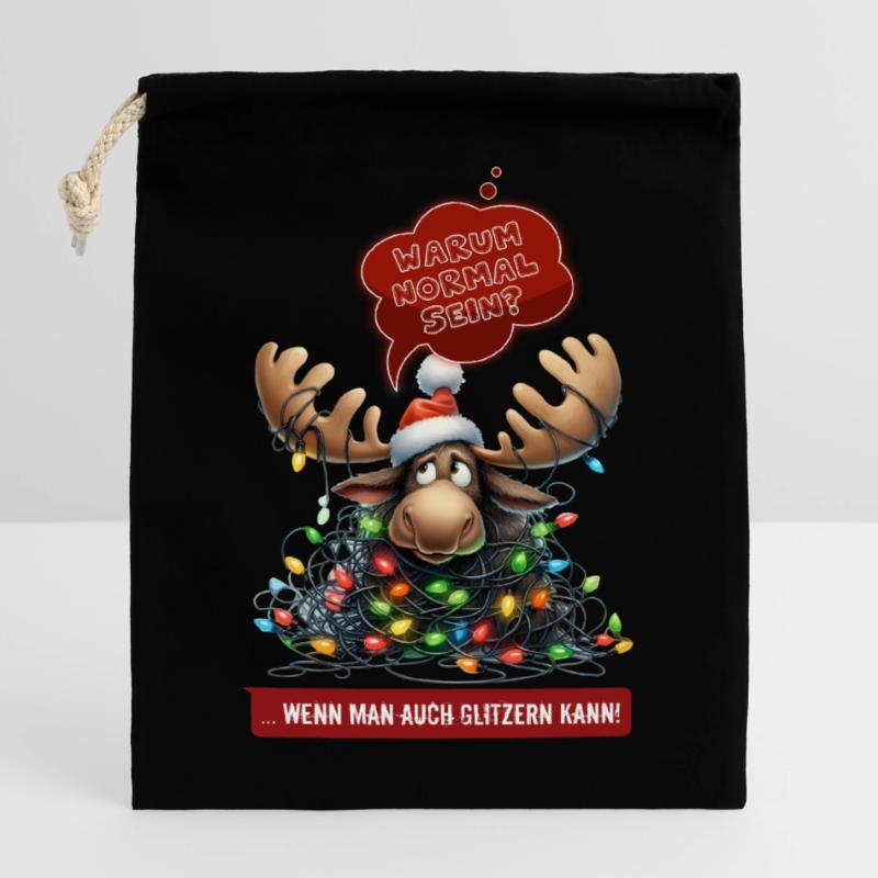 DRÔLE D’ORIGNAL | Pull de Noël | pull moche Sac cadeau en coton avec cordon (14 x 20 cm)