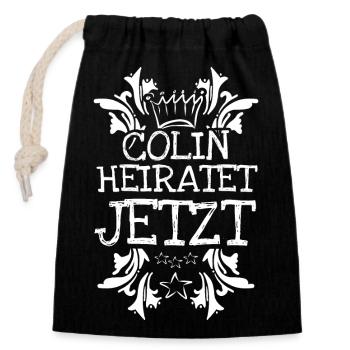 Baccalauréat Colin - Sac cadeau en coton avec cordon (14 x 20 cm) - noir - Devant