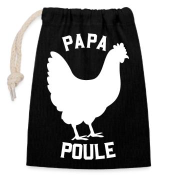 papa poule - Sac cadeau en coton avec cordon (14 x 20 cm) - noir - Devant