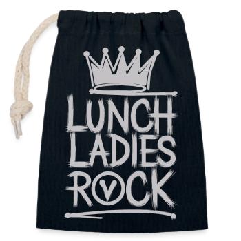Fiers des Lunch Ladies - Sac cadeau en coton avec cordon (14 x 20 cm) - bleu marine - Devant
