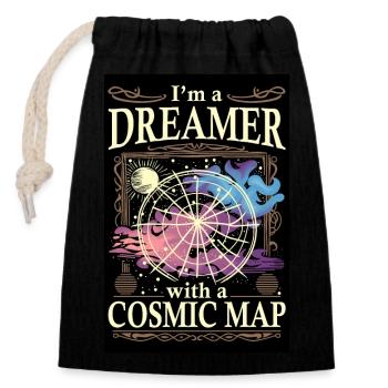 I am a Dreamer - Closable cotton gift bag (14x20cm) - black - Front
