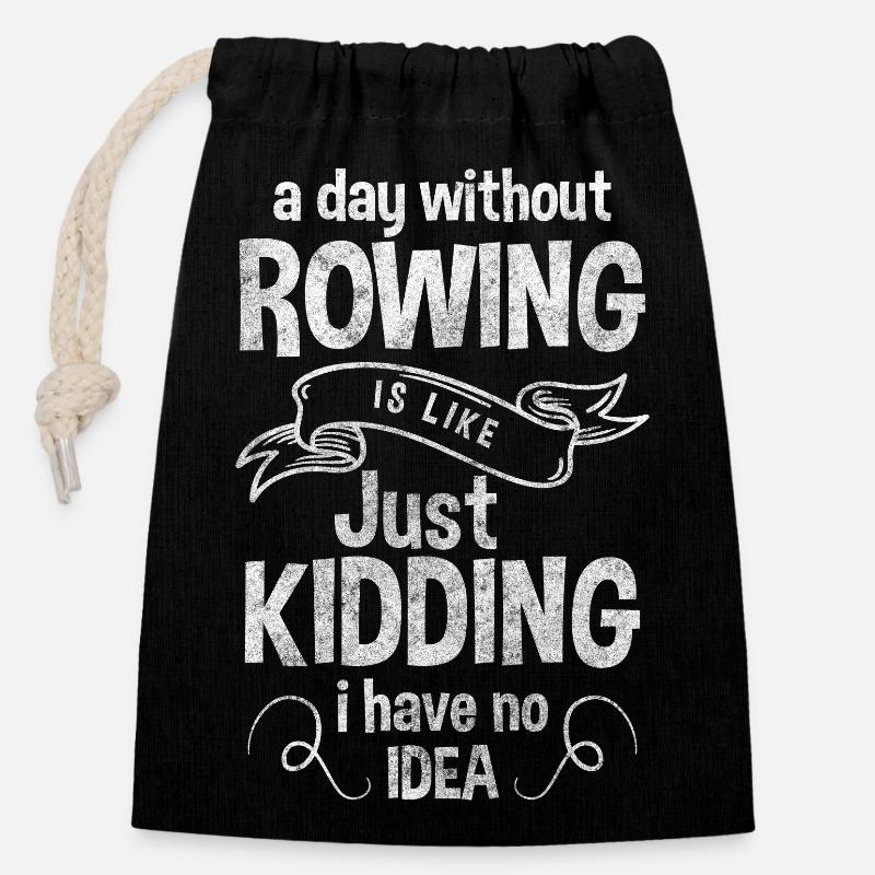 Sports d’aviron Muscles Sculling - Sac cadeau en coton avec cordon (14 x 20 cm) - noir