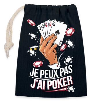Je peux pas j'ai poker - Sac cadeau en coton avec cordon (14 x 20 cm) - bleu marine - Devant