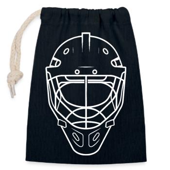 Eishockey Helm Line Art - Verschließbarer Geschenkbeutel aus Baumwolle (14x20cm) - Navy - Vorne