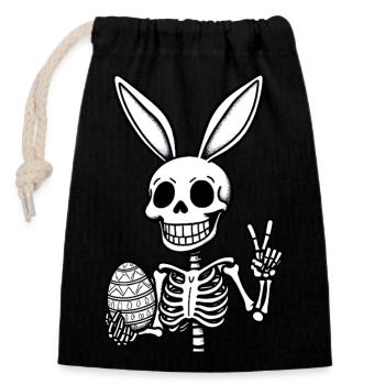 Drôle de lapin de Pâques squelette crâne oeuf de Pâques - Sac cadeau en coton avec cordon (14 x 20 cm) - noir - Devant