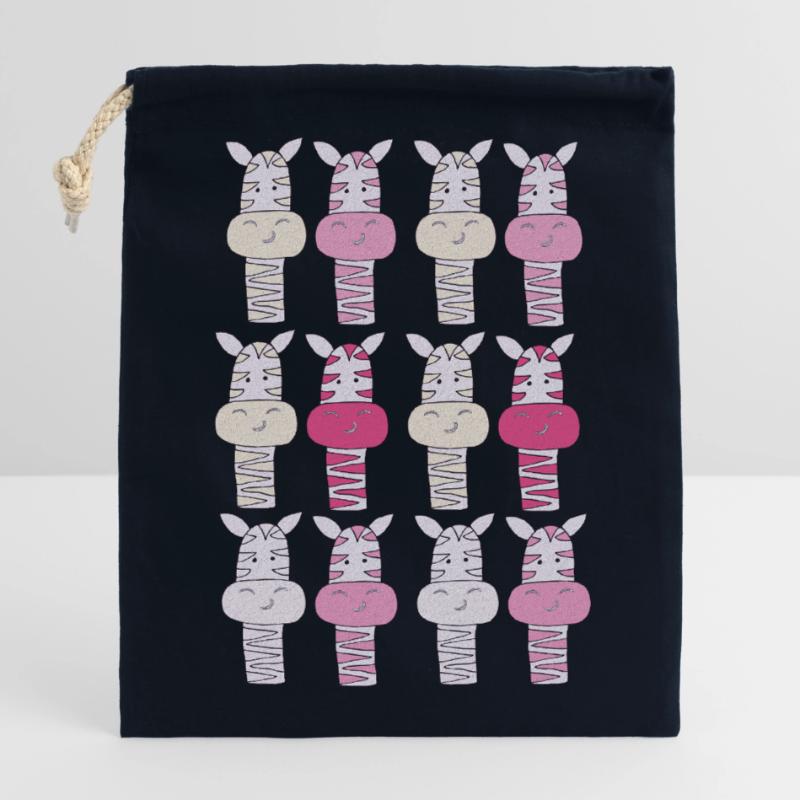 Zebra Pattern Pink Closable cotton gift bag (14x20cm)