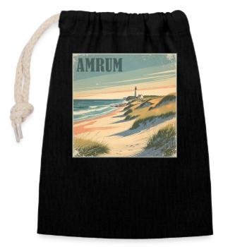 Amrum Nordsee Strand - Verschließbarer Geschenkbeutel aus Baumwolle (14x20cm) - Schwarz - Vorne
