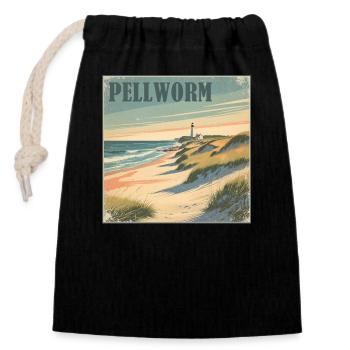 Pellworm Nordsee Strand - Verschließbarer Geschenkbeutel aus Baumwolle (14x20cm) - Schwarz - Vorne