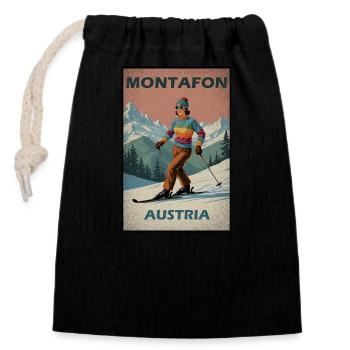 Montafon Skifahren Alpen - Verschließbarer Geschenkbeutel aus Baumwolle (14x20cm) - Schwarz - Vorne
