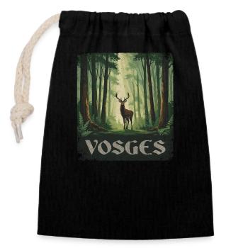 Forêt de Cerfs des Vosges - Sac cadeau en coton avec cordon (14 x 20 cm) - noir - Devant