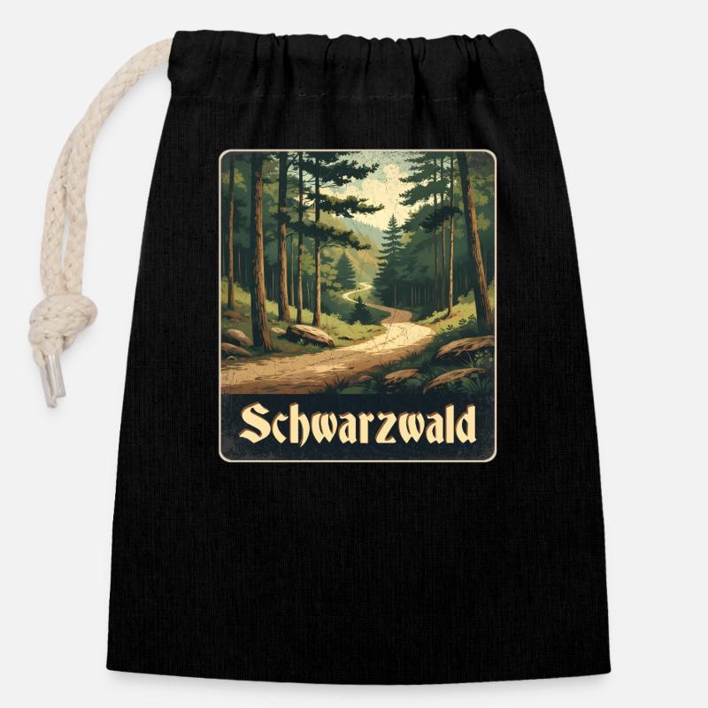 Black Forest Forest Trail - Closable cotton gift bag (14x20cm) - black