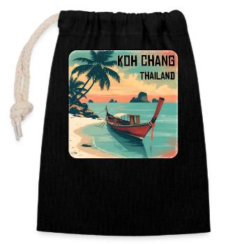 Koh Chang - Verschließbarer Geschenkbeutel aus Baumwolle (14x20cm) - Schwarz - Vorne