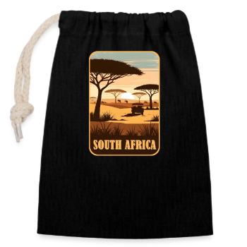 Afrique du Sud Afrika Safari - Sac cadeau en coton avec cordon (14 x 20 cm) - noir - Devant