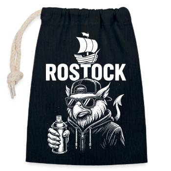 Rostock Streetsoul - Closable cotton gift bag (14x20cm) - navy - Front