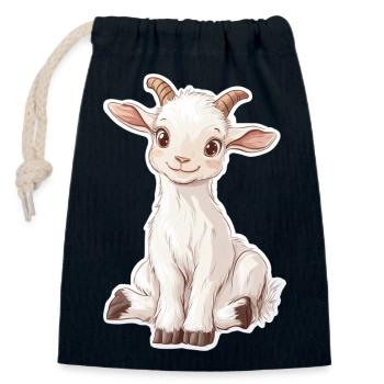 Chèvre - Sac cadeau en coton avec cordon (14 x 20 cm) - bleu marine - Devant