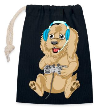 Gaming Golden Doodle Hund Cartoon T-Shirt Design - Verschließbarer Geschenkbeutel aus Baumwolle (14x20cm) - Navy - Vorne