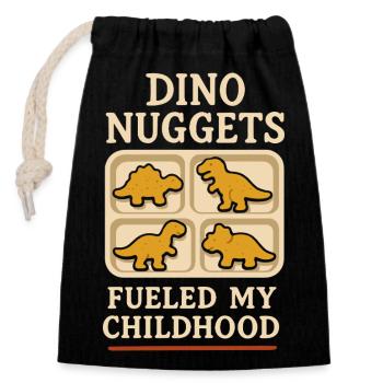 Dino Nuggets Nostalgie Drôle Snack Dinosaure - Sac cadeau en coton avec cordon (14 x 20 cm) - noir - Devant