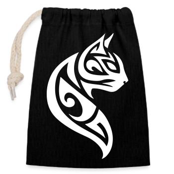 Cat Tribal - Closable cotton gift bag (14x20cm) - black - Front
