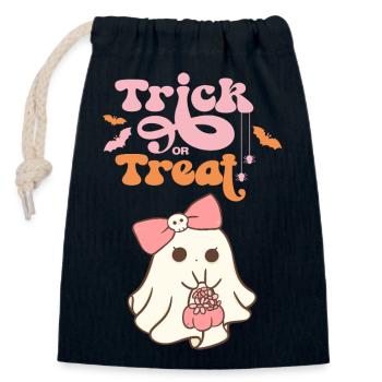 🎃 Trick or Treat – Style 👻🍬 Kawaii - Sac cadeau en coton avec cordon (14 x 20 cm) - bleu marine - Devant