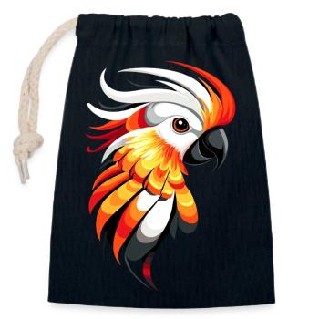 Perroquet Ara Perruche Cacatoès Amoureux des perroquets - Sac cadeau en coton avec cordon (14 x 20 cm) - bleu marine - Devant