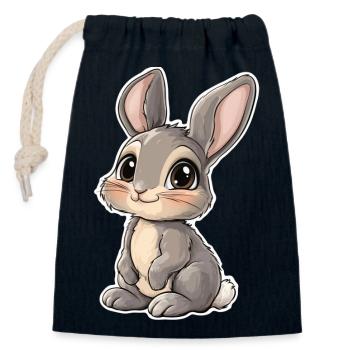 Hase - Verschließbarer Geschenkbeutel aus Baumwolle (14x20cm) - Navy - Vorne