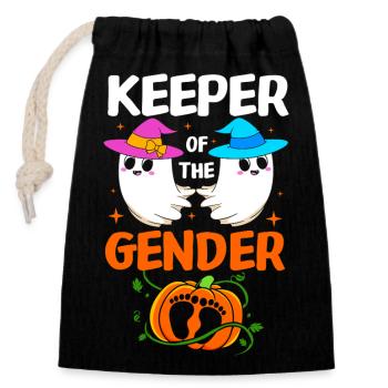 Halloween Gender Reveal - Verschließbarer Geschenkbeutel aus Baumwolle (14x20cm) - Schwarz - Vorne