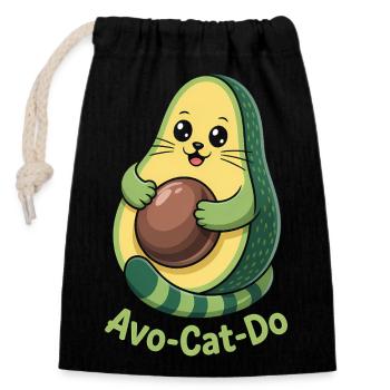 Avo-Cat-Do - Funny Cat Avocado T-Shirt - Closable cotton gift bag (14x20cm) - black - Front