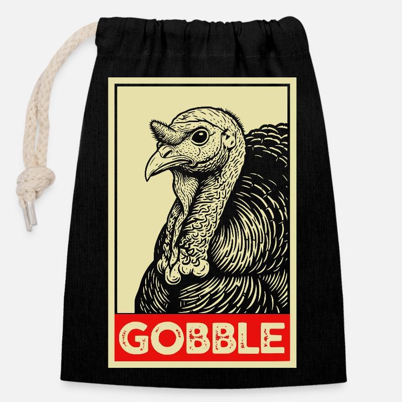 Je suis juste là pour la sauce drôle de Thanksgiving - Sac cadeau en coton avec cordon (14 x 20 cm) - noir
