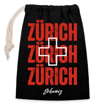 I love Zurich, Zurich Switzerland - Closable cotton gift bag (14x20cm) - black - Front
