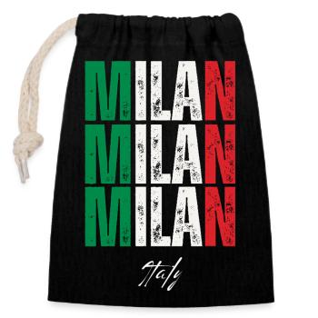 Milan Italy, souvenir of Milan - Closable cotton gift bag (14x20cm) - black - Front