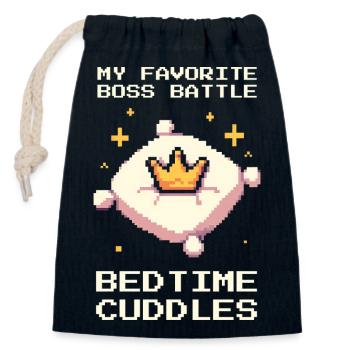 Lieblingsbosskampf | Gute-Nacht-Kuscheln - Verschließbarer Geschenkbeutel aus Baumwolle (14x20cm) - Navy - Vorne