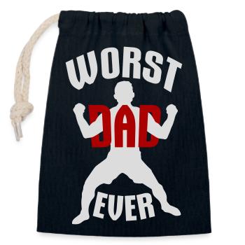 Worst Dad Ever Funny Sarcastic Father's Day Dad - Closable cotton gift bag (14x20cm) - navy - Front