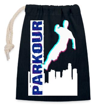 Parkour - Closable cotton gift bag (14x20cm) - navy - Front