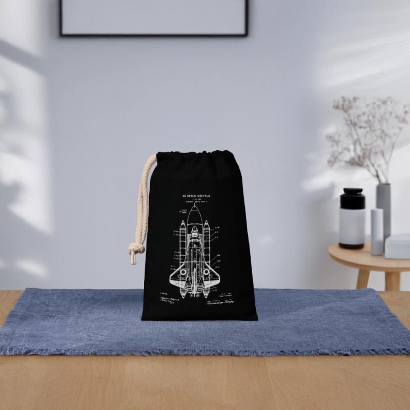 Plan de la navette spatiale Sac cadeau en coton avec cordon (14 x 20 cm)