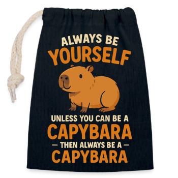 Capybara - Closable cotton gift bag (14x20cm) - navy - Front