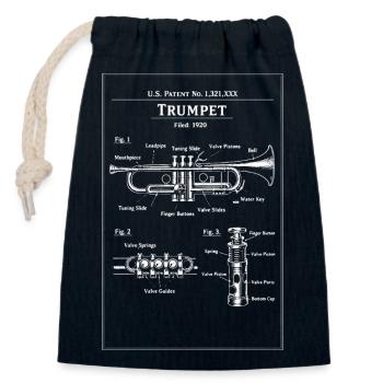 Trompetenpatent-Bauplan - Verschließbarer Geschenkbeutel aus Baumwolle (14x20cm) - Navy - Vorne