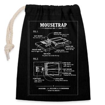 Mousetrap Blueprint Diagram - Closable cotton gift bag (14x20cm) - black - Front