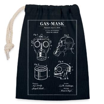 Schéma du plan du masque à gaz - Sac cadeau en coton avec cordon (14 x 20 cm) - bleu marine - Devant