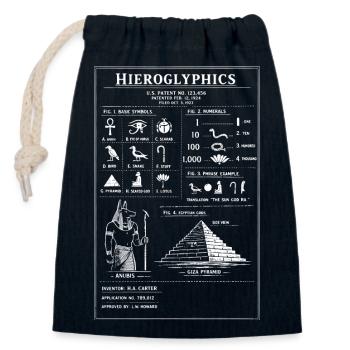 Conception typographique des hiéroglyphes anciens - Sac cadeau en coton avec cordon (14 x 20 cm) - bleu marine - Devant